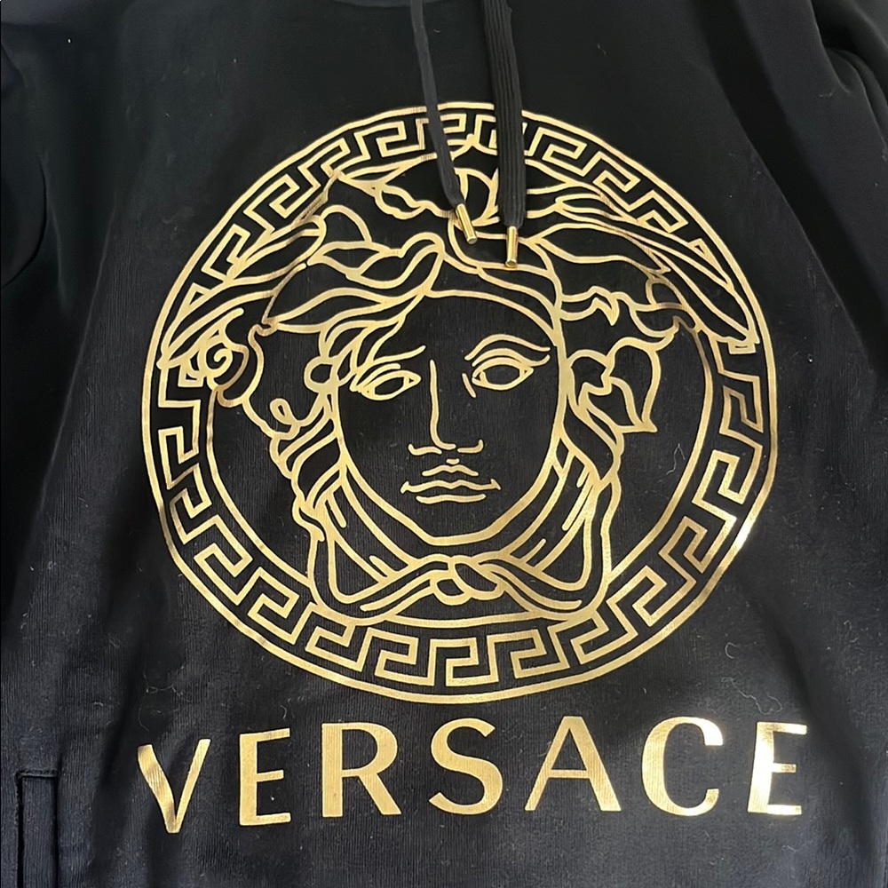Versace Black Sweatshirt with Gold Medusa Emblem